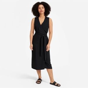 EVERLANE The Japanese GoWeave Sleeveless Wrap Dress in Black
